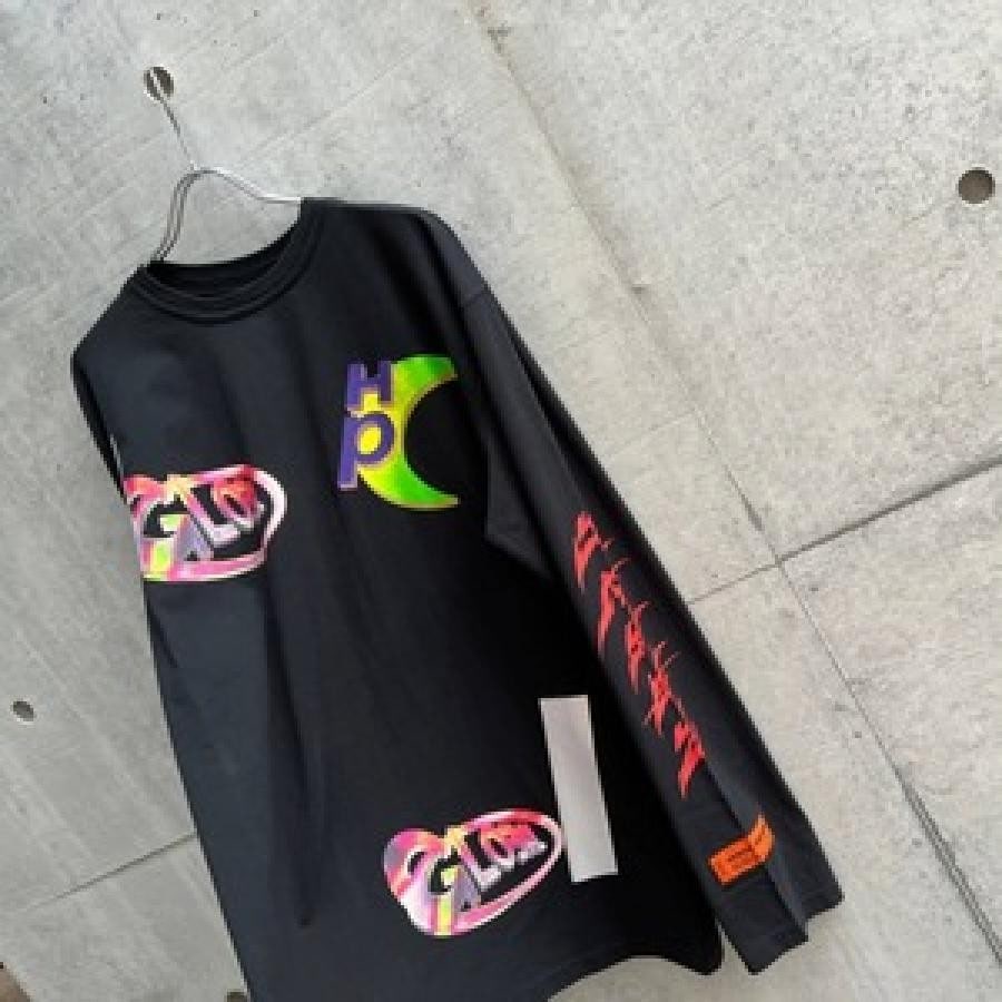 HERON PRESTON / LS TEE OS GLOBAL COLLAGE / BLACK BLACK XL