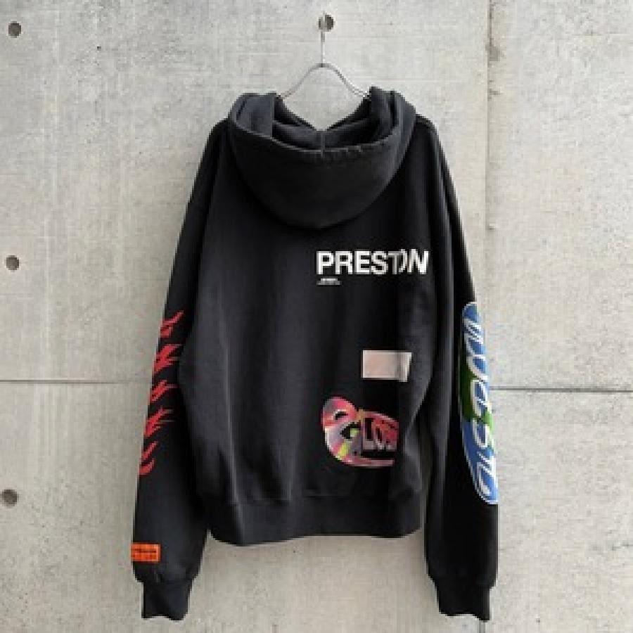 HERON PRESTON / HOODIE GLOBAL COLLAGE / BLACK