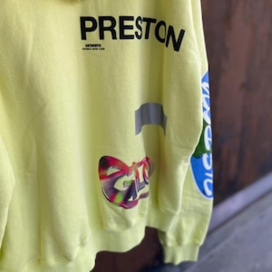 HERON PRESTON/HOODIE GLOBAL COLLAGE /YELLOW YELLOW L