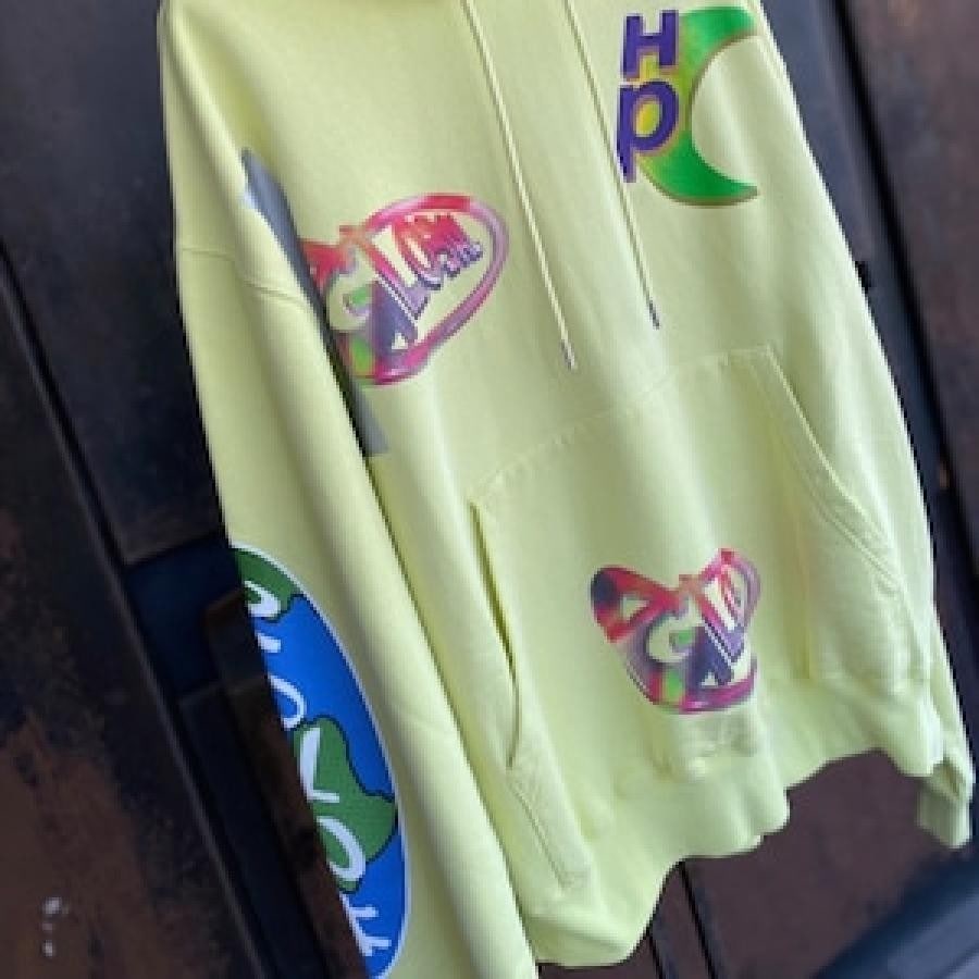 HERON PRESTON/HOODIE GLOBAL COLLAGE /YELLOW YELLOW L