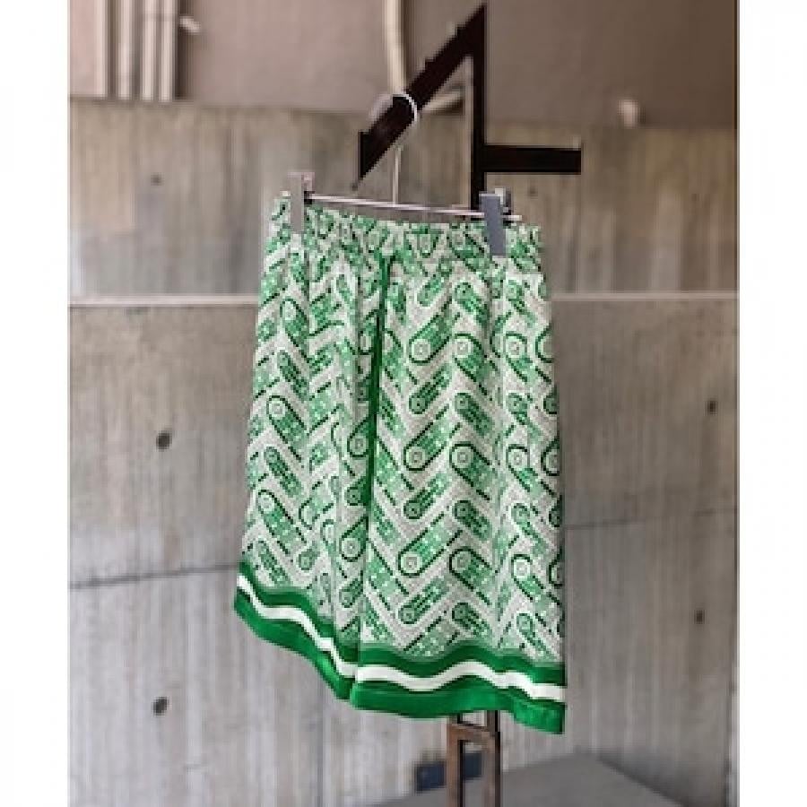 CASABLANCA/Silk Shorts With Drawstrings/GREEN(S GREEN)｜ AYIN