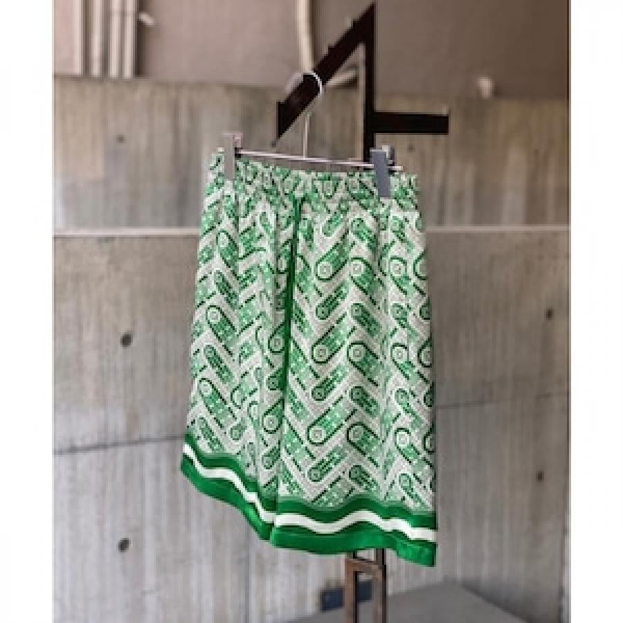 CASABLANCA/Silk Shorts With Drawstrings/GREEN GREEN M