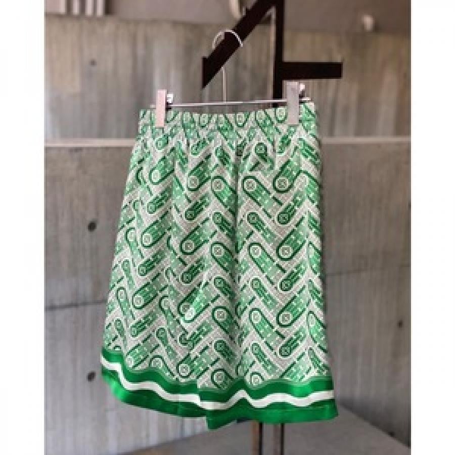 CASABLANCA/Silk Shorts With Drawstrings/GREEN GREEN M