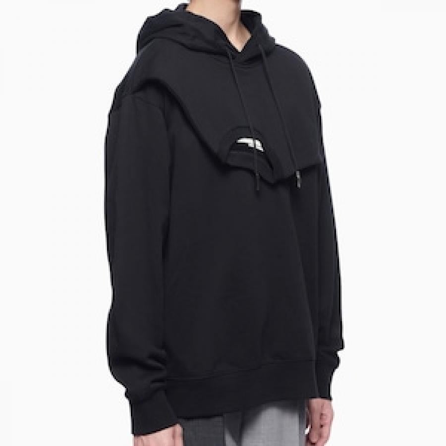 Feng Chen Wang/DOUBLE LAYERED HOODIE/BLACK BLACK L