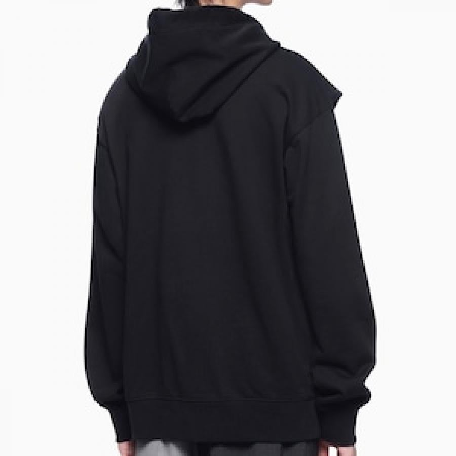 Feng Chen Wang/DOUBLE LAYERED HOODIE/BLACK BLACK XL