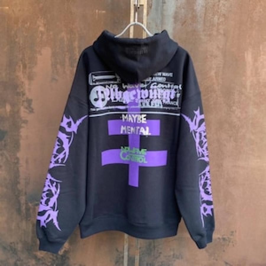 VETEMENTS/MAYBE MENTAL HOODIE/BLACK BLACK XS
