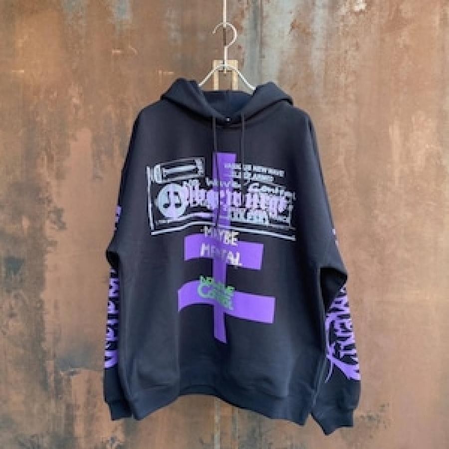 VETEMENTS/MAYBE MENTAL HOODIE/BLACK BLACK S