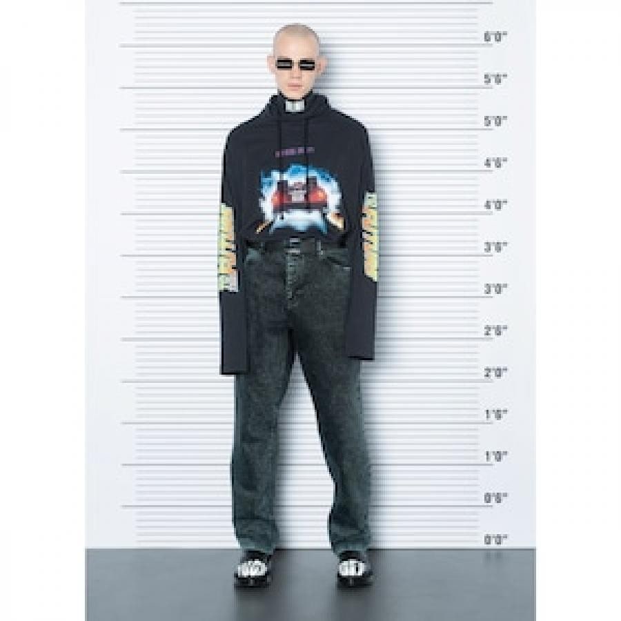 VTMNTS / BACK TO THE FUTURE JERSEY HOODIE BLACK M