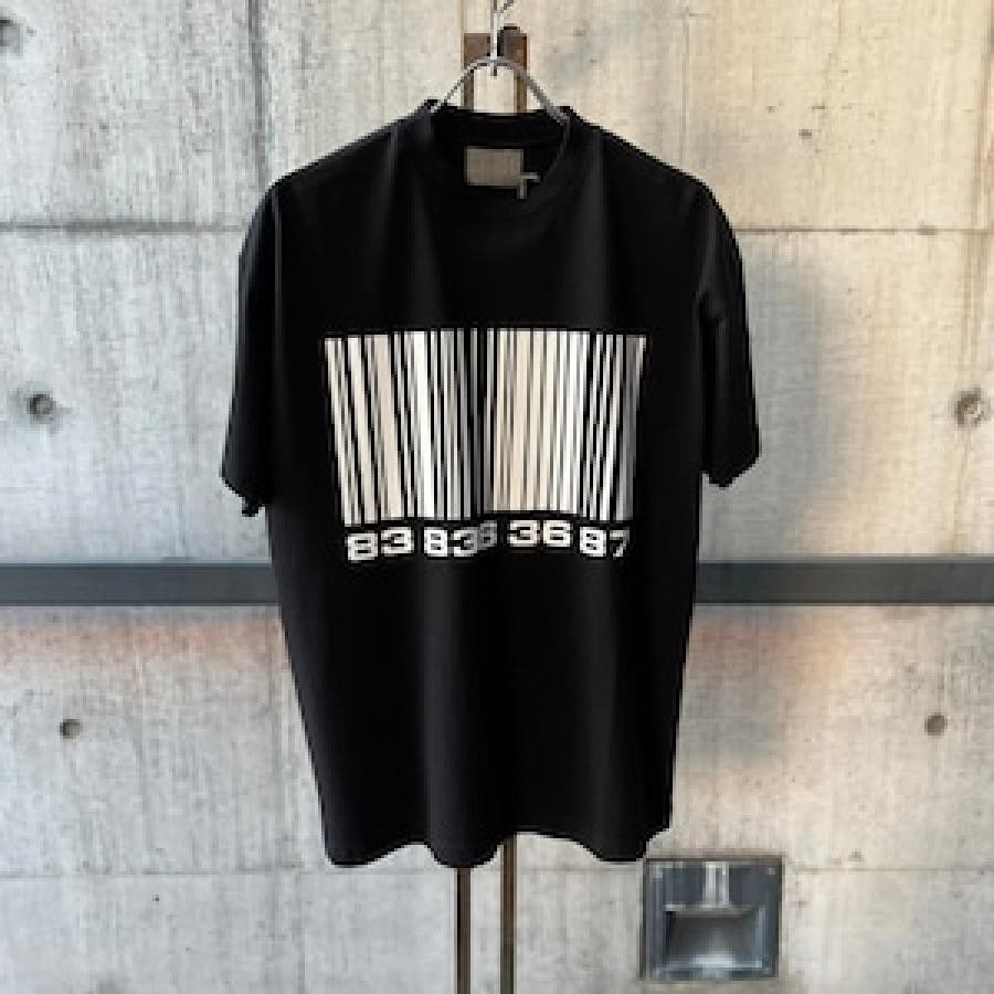 VTMNTS / BIG BARCODE T-SHIRT / BLACK BLACK S