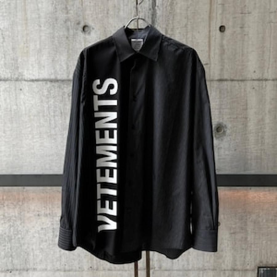 VETEMENTS / CUT-UPLOGOSHIRT / BLACK/BLACK BLACK/BLACK XS