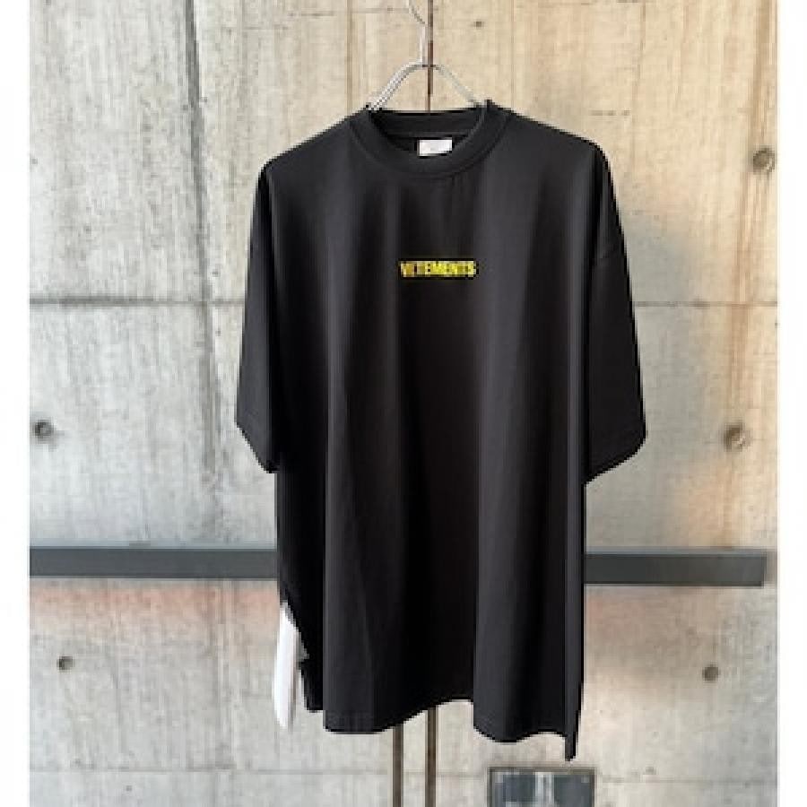 VETEMENTS / LOGOLABELT-SHIRT / BLACK/YELLOW BLACK/YELLOW S