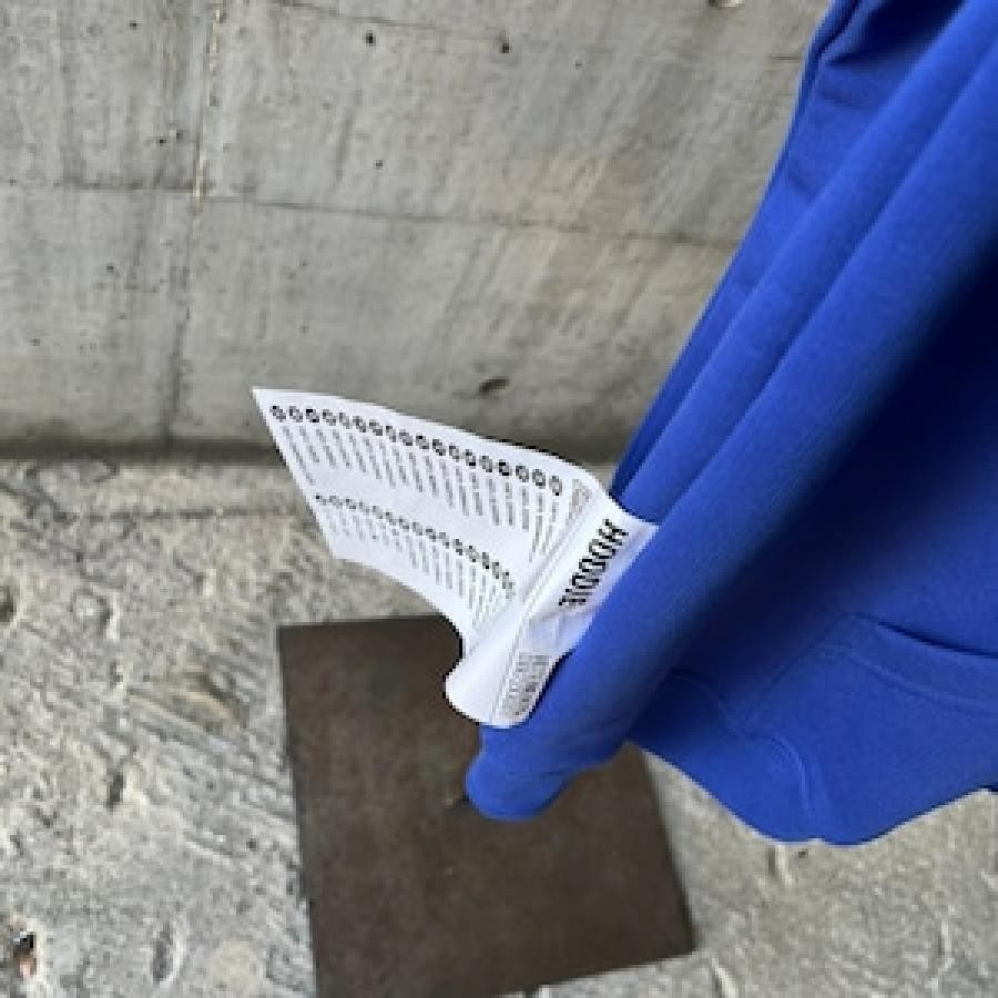 VETEMENTS / LOGOLABELHOODIE / BLUE/WHITE BLUE/WHITE L