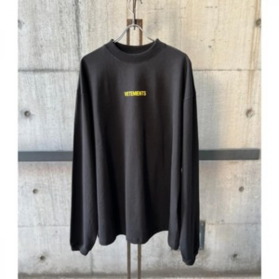 VETEMENTS / LOGOLABELLONGSLEEVE / BLACK/YELLOW BLACK/YELLOW M