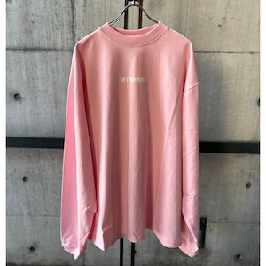 VETEMENTS / LOGOLABELLONGSLEEVE / PINK/WHITE PINK/WHITE M