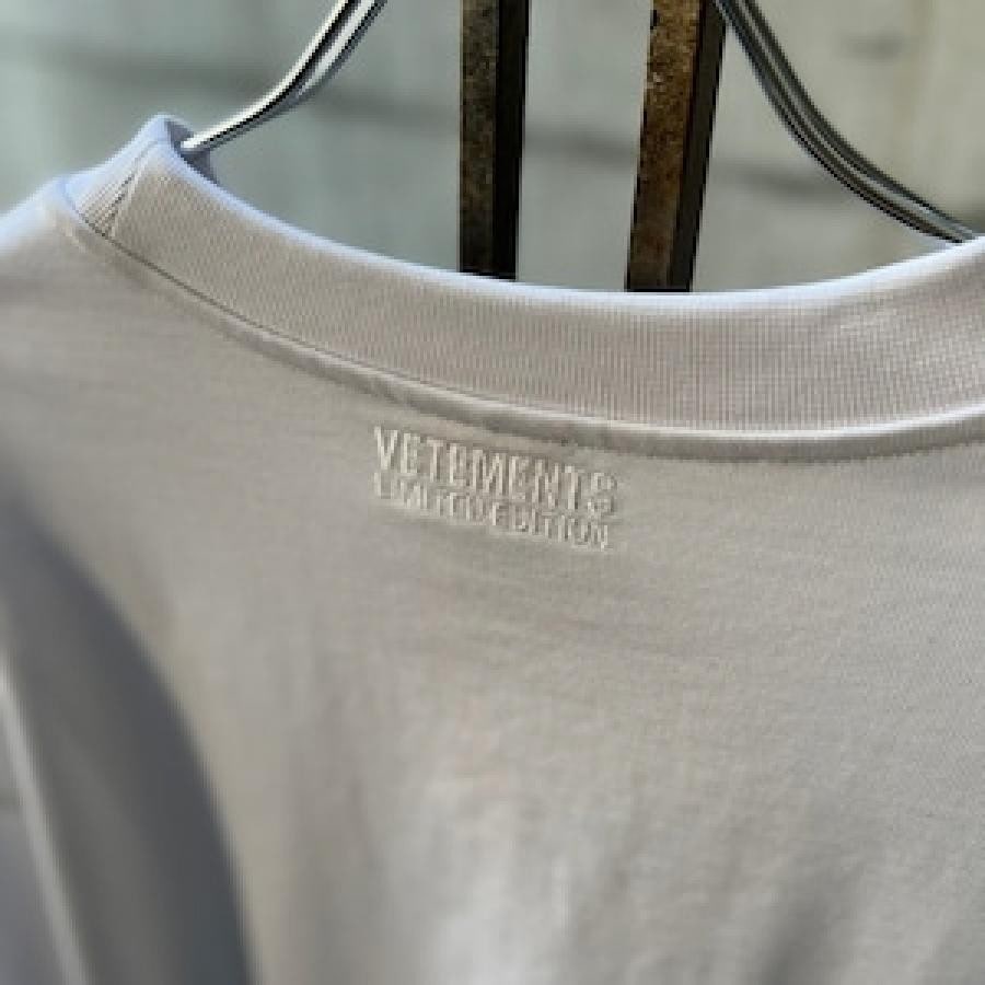 VETEMENTS / LOGOLABELLONGSLEEVE / WHITE/PINK WHITE/PINK M