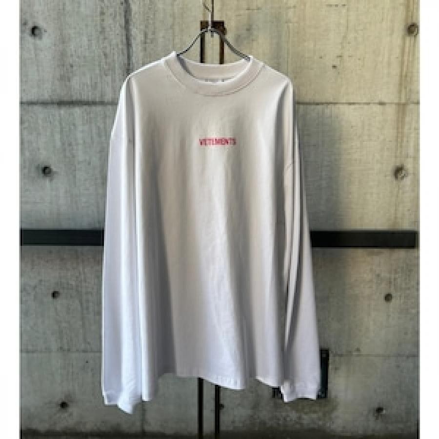 VETEMENTS / LOGOLABELLONGSLEEVE / WHITE/PINK WHITE/PINK L