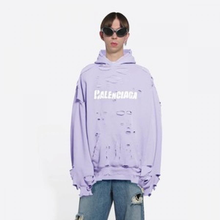 BALENCIAGA / Destroyed Hoodie / LIGHT PURPLE
