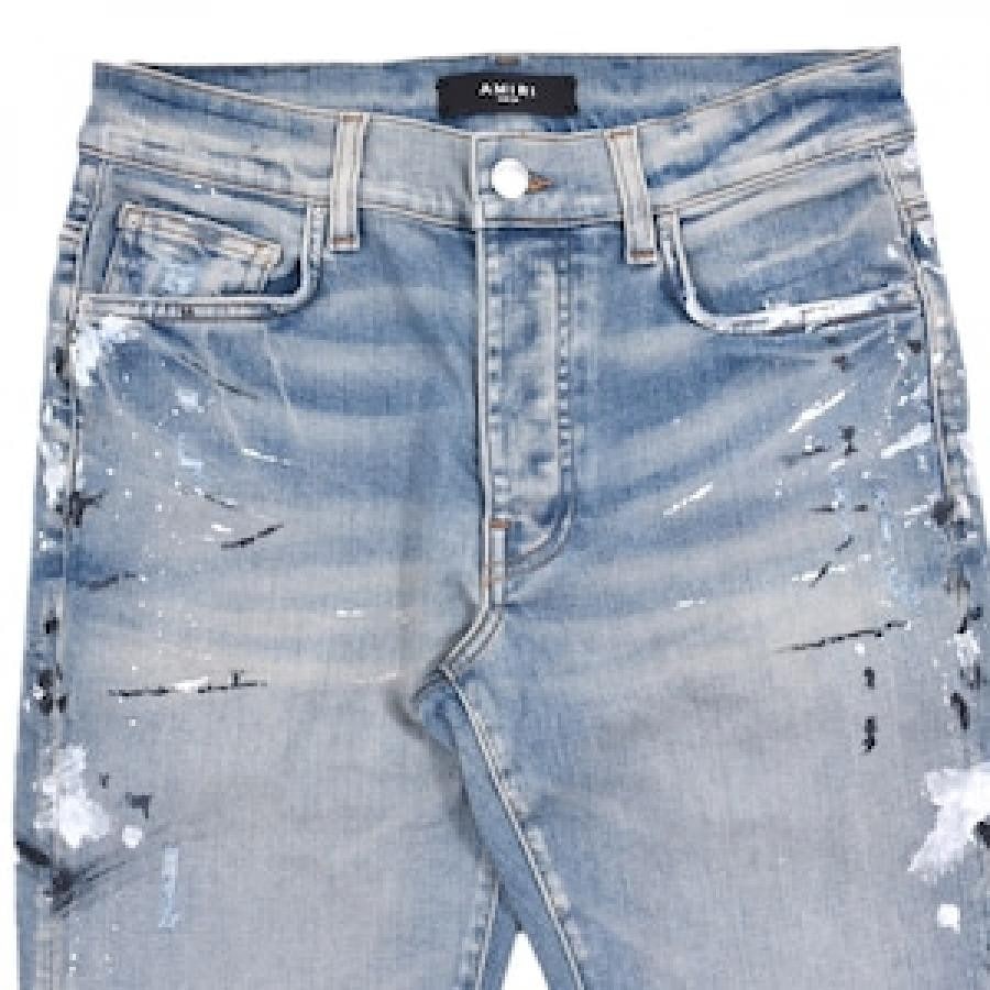 AMIRI HAND PAINTED SLIT KNEE JEAN/INDIGO INDIGO 31