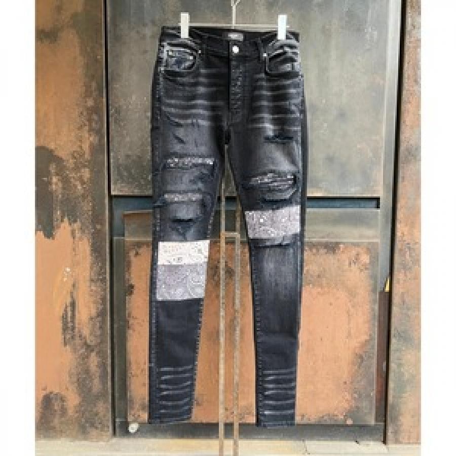 AMIRI / VINTAGE BANDANA ARTPATCH JEAN / BLACK BLACK 30