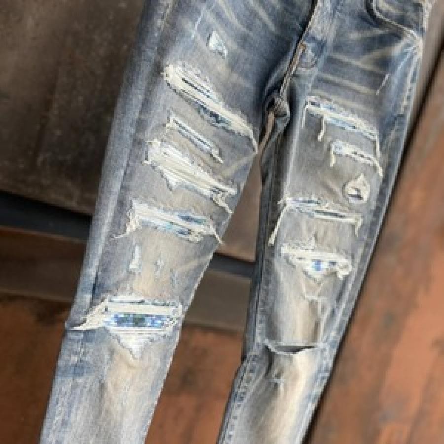 AMIRI/TIE DYE BANDANA THRASHER JEAN/INDIGO INDIGO 33