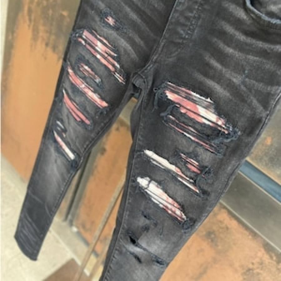 AMIRI/TIE DYE BANDANA THRASHER JEAN/BLACK BLACK 29