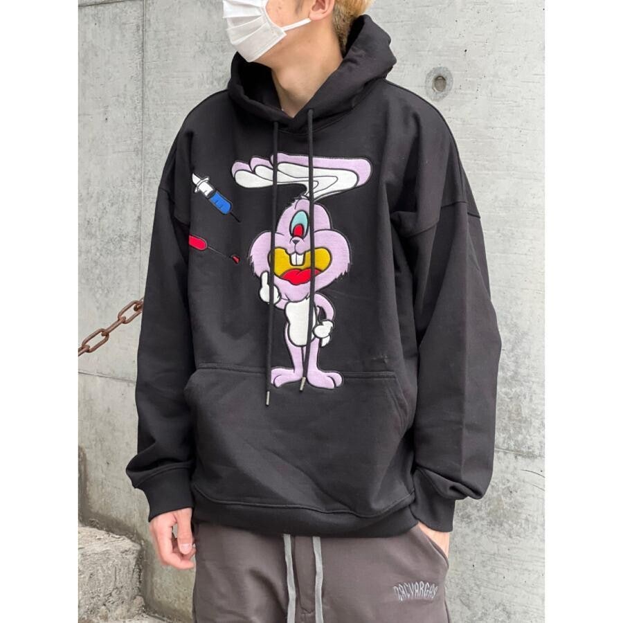 ZAC VARGAS / monster hoodie 'JUNKIE BUNNY’-PINK BLACK ONE SIZE