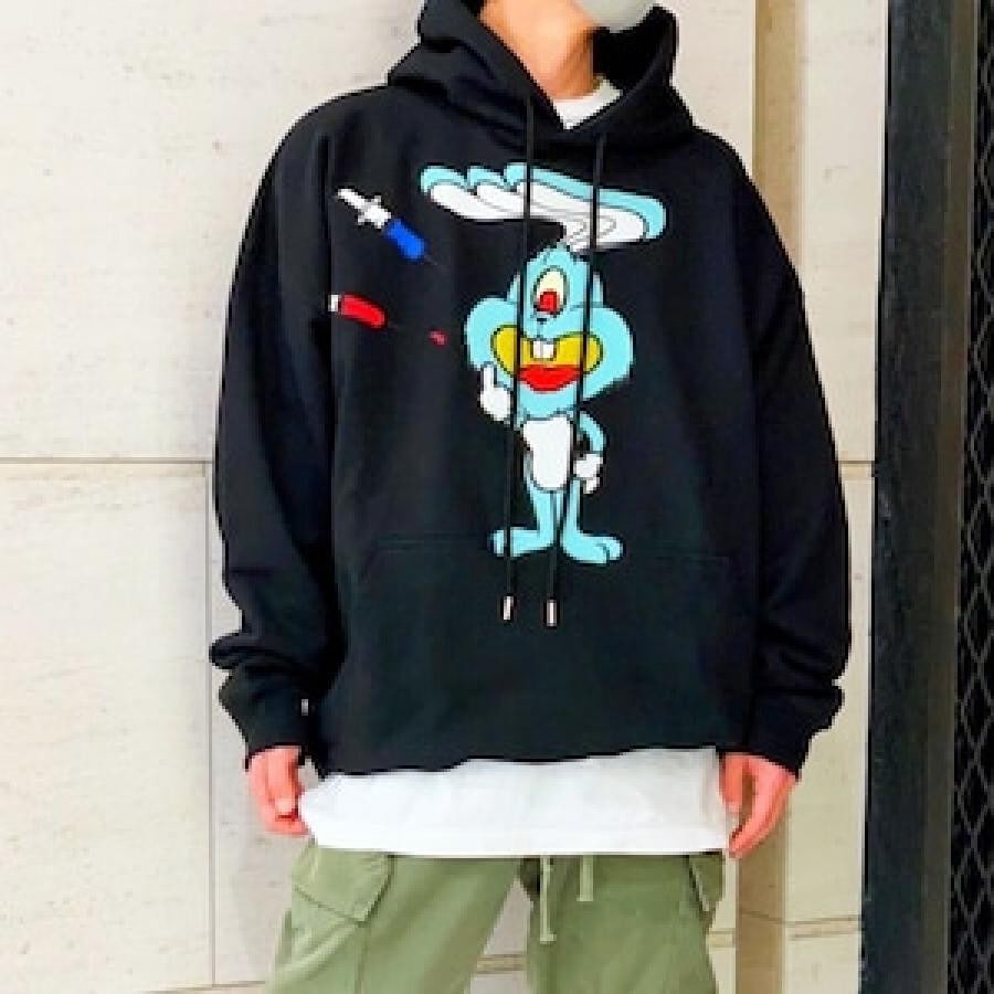 ZAC VARGAS / monster hoodie ’JUNKIE BUNNY’- MINT WHITE ONE SIZE