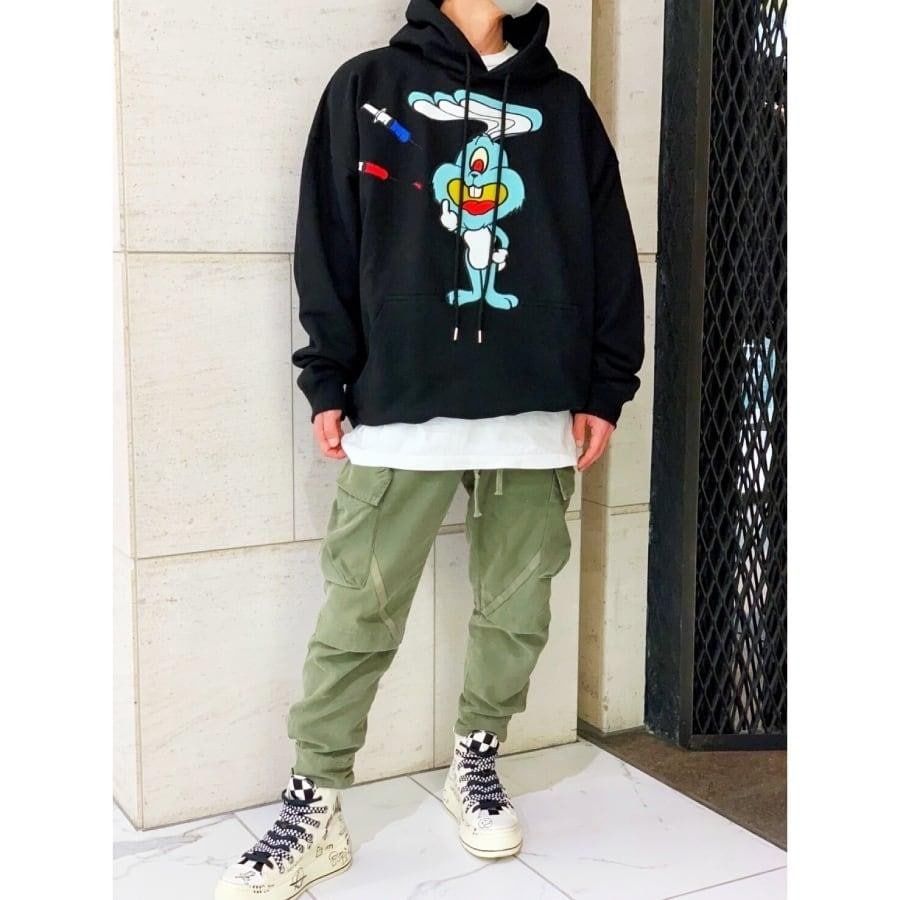 ZAC VARGAS / monster hoodie ’JUNKIE BUNNY’- MINT WHITE ONE SIZE