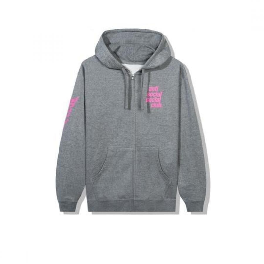 ANTI SOCIAL SOCIAL CLUB / SPLIT GREY ZIP HOODIE / GREY GREY XXL