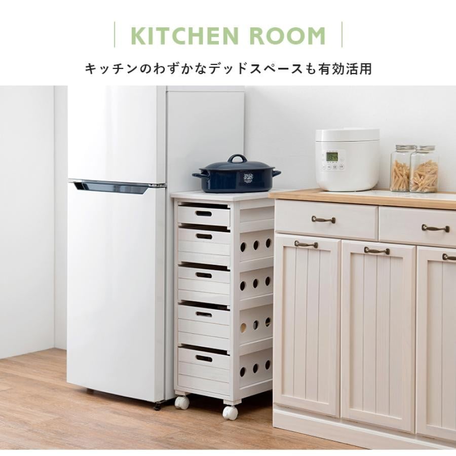 キャスター付きストッカー幅30cm ナチュラル