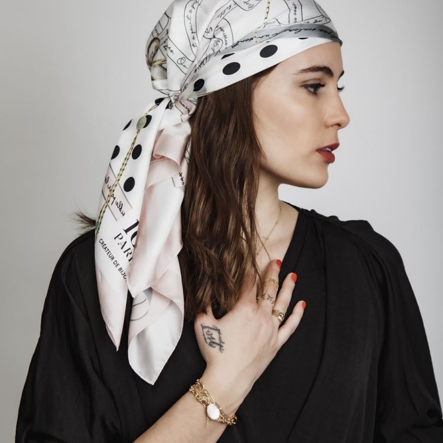 シルクスカーフ／rose bijoux rose ピンク 90x90cm