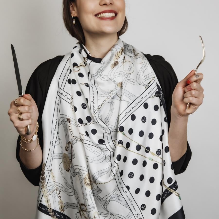 シルクスカーフ／ブラック bijoux noir